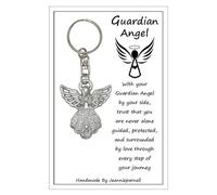 Z324 - Carded Guardian Angel Charm Keyring - Protection Guidance - Comfort and Reassurance - Divine Connection - Unconditional Love - Handmade by Jeannieparnell