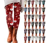 Z4-white Women's Winter Thermal Leggings, Fleece Lined, Christmas Print, Warm Sports, Large Sizes