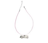 Z41 Gangster Mob Car Pewter Pendant on Pink Cord Necklace, Handmade, 53.34cm Adjustable, Unisex