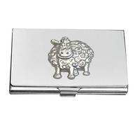Z43 Cute Sheep Lamb Fine English Pewter on a Stainless Business Card Case Holder
