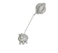 Z43 Cute Sheep Lamb Fine English Pewter on a Tea Leaf Infuser, Stainless Steel Sphere Strainer, Handmade