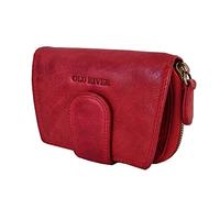 Z5025 Women's Leather Purse, Women's Purse with Card Slots (9 / 13.5 / 3 cm), Washed Genuine Leather, Red-kl, S, Vintage