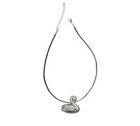 Z56 Swan Pewter Pendant Necklace, Black Cord, Handmade, 21 Inch Adjustable