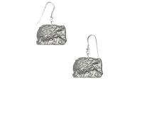 Z57 Hedgehog in the grass English Pewter Dangle Earrings on 925 Sterling Silver Hooks Handmade