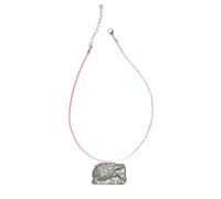 Z57 Hedgehog in the grass Pewter Pendant on Pink Cord Necklace, Handmade, 18" Adjustable, Unisex