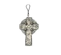 Z59 Celtic Cross English Pewter Emblem Mobile Phone Charm, 4cm Cord, Gift Packed