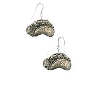 Z6 taco enchilada Fine English Pewter design on 925 hook drop sterling silver earrings