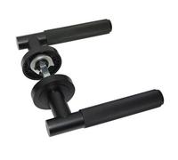 Z720 Knurled Lever Rose Door Handle, Matt Black - Handlestore