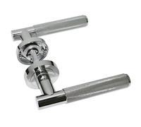 Z720 Knurled Lever Rose Door Handle, Polished Chrome - Handlestore