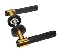 Z721 Knurled Lever Collar Door Handle, Matt Black/satin Brass - Handlestore