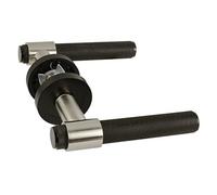 Z721 Knurled Lever Collar Door Handle, Matt Black/satin Nickel - Handlestore