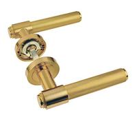 Z721 Knurled Lever Collar Door Handle, Satin Brass - Handlestore