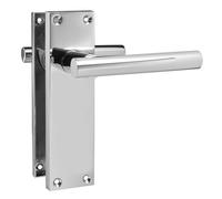 Z740 T Bar Chrome Door Handles, Modern Lever On Latch Backplate, Pair - Handlestore