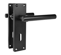 Z741 T Bar Matt Black Door Handles, Modern Lever On Locking Backplate, Pair - Handlestore