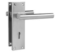 Z741 T Bar Satin Chrome Door Handles, Modern Locking Lever Backplate, Pair - Handlestore