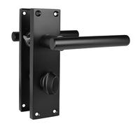 Z742 T Bar Matt Black Door Handles, Modern Lever On Bathroom Backplate, Pair - Handlestore