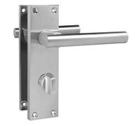 Z742 T Bar Satin Chrome Door Handles, Modern Bathroom Lever Backplate, Pair - Handlestore