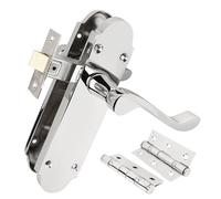 Z75 Scrolled Internal Door Handle Pack, Chrome, 63mm Latch, 3" Hinges - Handlestore