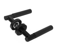Z751 Hexagon Knurled Lever Rose Door Handles In Matt Black - Handlestore