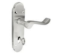 Z76 Victorian Scroll Lock Door Handles, Silver, Shaped, 168 X 42mm - Handlestore