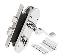 Z77 Scrolled Bathroom Door Handle Set, Chrome, 75mm Sashlock, 3" Hinge - Handlestore