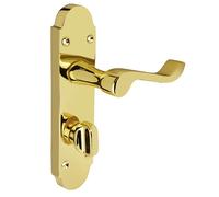 Z77 Shaped Scroll Brass Bathroom Interior Door Handles, 168 X 42mm - Handlestore