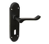 Z776 Budget Shaped Scroll Locking Door Handles, Matt Black - Handlestore