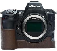 Z8 Case, Zakao Handmade Genuine Real Leather Half Camera Case Bag Cover for Nikon Z8 Bottom Opening Version With Hand Strap (Coffee)