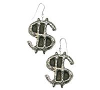 Z8 dollar peso sign Fine English Pewter design on 925 hook drop sterling silver earrings