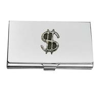 Z8 Dollar peso Sign Fine English Pewter on a Stainless Business Card Case Holder
