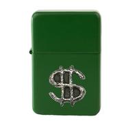 Z8 dollar peso sign fine English Pewter Pendant On A petrol wind proof GREEN Lighter