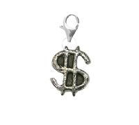 Z8 dollar peso sign pewter pendant charm on a Sterling Silver 925 stamped Trigger Clasp and hoop