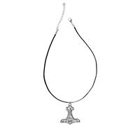 Z96 Thor's Hammer Pewter Pendant Necklace, Black Cord 18"