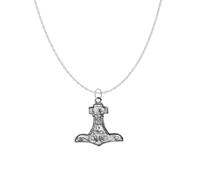 Z96 Thor's Hammer Pewter Pendant Necklace Plated Chain, 18"