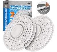 zaa Shower Drain Hair Catcher, 2 Pack Premium Silicone Drain Protector & Shower Drain Cover for Regular Drains of Shower Room and Bathroom, White