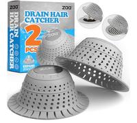 zaa Shower Drain Hair Catcher, 2 Pack Silicone Collapsible Bathtub Drain Cover Dog Hair Catcher & Protector for Pop-Up & Regular Drains of Shower, Bathtub, Tub, Bathroom, Sink