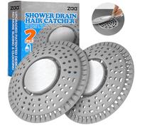 zaa Shower Drain Hair Catcher - Drain Protector & Shower Drain Cover for Regular Floor Drains of Shower Room, Bathroom, Upgraded 2Pack Premium Silicone & 304 Stainless Steel, Gray