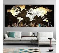 Zaafeen 5D Diamond Painting World Map Kits Full Drill,Large Diamond Painting with Accessories, Paint by Numbers for Adults,Gifts Kits for Kids, Gem Crystal Art, Home Decor,60x120cm/12x36in