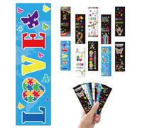 Zaamwoyy 120 Pcs Autism Awareness Bookmarks, Double Sided Colorful Puzzle Bookmarks Bulk, Motivational Butterfly Rainbow Book Mark for Women Man Reading Lovers Students Teachers Gift