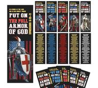 Zaamwoyy 120 Pcs Full Armor of God Christian Bookmarks, Religious Bible Verse Bookmarks Bulk for Men, Templar Knight Catholic Bookmark for Christians Pastor Clergy Reading Lovers Supplies