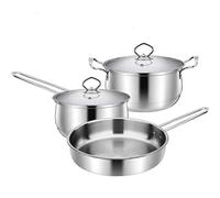 ZAANU Equip Frying Pan and Saucepan Set 3Piece,Non Stick Ceramic Coating,Stainless Steel Material, with Tempered Glass Cover,Frying Pan,Soup Pot,Wok,Easy to Clean Cookware