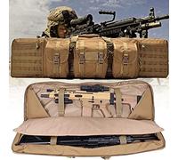 ZAANU Rifle Cases Gun Bag, Tactical Double Rifle Gun Case - Soft Range Bag - Room for Two Rifles, Shotguns, and Storage for Pistols, Handguns, Ammo, Magazines,Brown-42in