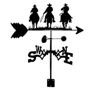 ZAANU Weathervane with Satin Black Three Cowboys Ornament, Wind Direction Indicator with Outdoor Metal Bracket Weather Vane Corrosion Resistant Wind Vane Measuring Tool