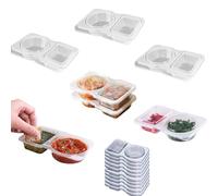 ZAAWUUT 10 Sets Condiment Containers with Lids,4 oz Double Compartment Plastic Container Spice Holder,Portable Dispenser for Dips Sauce Travel Snacks (10)