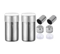 ZAAWUUT 2-Pack Mini Salt Pepper Shaker,5ml Salt and Pepper Shaker with Lid,Stainless Steel Spice Jars Seasoning Dispenser for Salt Sugar Spice Pepper (Silver, Mini)