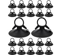 ZAAWUUT 24 PCS Window Sucker Hooks for Hanging Seasonal Decor,Suction Cups with Loops,Glass Vacuum Cup for Car Windshield Sunshades,Aquarium (Black, 4.5cm)