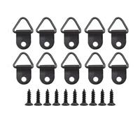 ZAAWUUT 50 Sets Metal Picture Hangers with Screws, Small Triangle Ring Picture Hooks Kit for Hanging Plated Photo Frame Wire Wall Decor Art (Black)