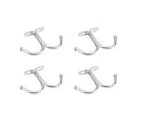 ZAAWUUT Iron Ceiling Hanging Hook,4-Pack Metal Robe Holders,Storage Hook with Double Prong,Coat Towel Hat Hangers Under Cabinet Wardrobe Shelf (4, Silver)