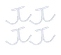ZAAWUUT Iron Ceiling Hanging Hook,4-Pack Metal Robe Holders,Storage Hook with Double Prong,Coat Towel Hat Hangers Under Cabinet Wardrobe Shelf (4, White)
