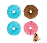 ZAAWUUT Small Dogs Puppy Squeaky Dog Toy,Set of 4,Donut Shaped Interactive Pet Toys,Soft Plush Squeak Toy for Small Dog Exercise (3 Colors)
